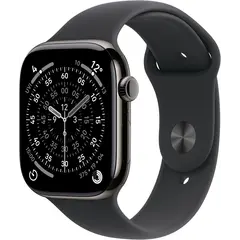 APPLE WATCH SERIES 11 GPS + CELLULAR 46MM SLATE TITANIUM CASE WITH BLACK SPORT BAND - M/L