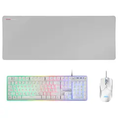 Conjunto Gaming 3 em 1 519 MARS GAMING MCPX GAMING RGB Teclado, Rato e Mousepad XL Branco