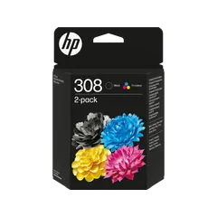 HP 308 Black/Tri-Color Original Ink Cartridge Combo 2-Pack