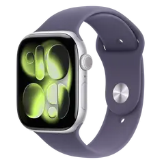 APPLE WATCH SERIES 11 GPS + CELLULAR 42MM SILVER ALUMINIUM CASE WITH PURPLE FOG SPORT BAND - M/L