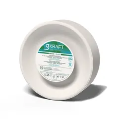 Pratos 17cm Celulose Eucalipto Redondo Branco gKRAFT 50un