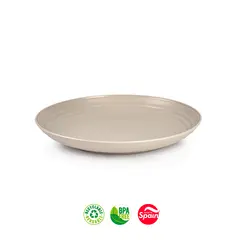 Pratos 25cm Plástico Reutilizável Classic Redondo Bege 1un