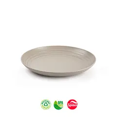 Pratos 22cm Plástico Reutilizável Classic Redondo Bege 1un