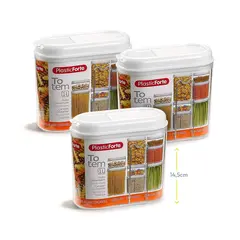 Caixa Multiusos 1000ml Plástico c/Tampa Totem Branco 3un