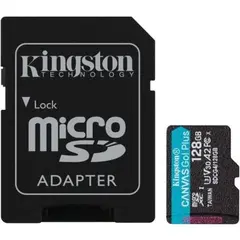 Cartão microSDXC Kingston 128GB Canvas Go Plus Gen4 200MB/s A2 U3 V30 com Adaptador | bluepixel.pt