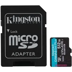 Kingston 512GB microSDXC Canvas Go Plus Gen4 200MB/s A2 U3 V30 com Adaptador | Loja BluePixel