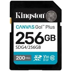 Cartão de Memória Kingston 256GB SDXC Canvas Go Plus Gen4 200MB/s | Loja BluePixel