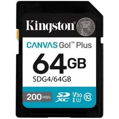 Cartão Kingston 64GB SDXC Canvas Go Plus Gen4 UHS-I U3 V30 - Alta Velocidade e Confiabilidade