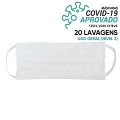 Máscara Reutilizável 20 Lavagens Branco (Pregas) 1un