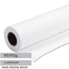 Papel Vegetal InkJet 90/95gr 610mmx50mts Pack 1 Rolo