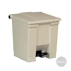 Contentor de 30L em plástico bege com pedal | Armazenamento prático e higiénico | bluepixel.pt