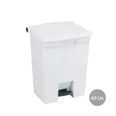 Contentor de 60L em plástico branco com pedal - Marca 401 | Loja BluePixel