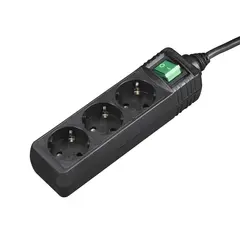 Bloco 3 Tomadas + Interruptor Cabo 3mts Preto