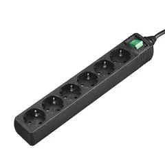Bloco 6 Tomadas + Interruptor Cabo 3mts Preto