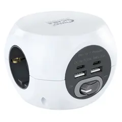 Extensão 3 Tomadas 2x USB-A + 2x USB-C