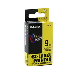 Fita de Gravação Casio XR-9YW1 Preto/Amarelo 9mm | Etiquetas Duráveis | Loja BluePixel