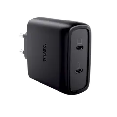 TRUST MAXO 65-watt GaN universal USB-C power adapter Apple PC 2 ports + cable Black