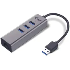 I-TEC USB-C Metal 3-Port HUB with Gigabit Ethernet Adapter 1x USB-C to RJ-45 3x USB 3.0 Port LED-Anzeige compatible with TB 3