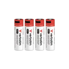 Pilhas Recarregáveis AA USB-C 1.5V 2100mAh Verbatim 4un