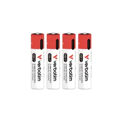 Pilhas Recarregáveis AAA USB-C 1.5V 500mAh Verbatim 4un
