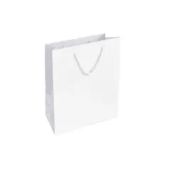 Saco 24x10x31cm Papel Couché 200g c/Asas Cordão Branco 1un