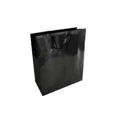 Saco 24x10x31cm Papel Couché 200g c/Asas Cordão Preto 1un