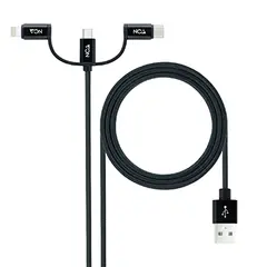 Cabo USB-A para Type-C / Lightning / micro-USB 1m