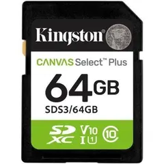 Tarjeta de Memoria Kingston CANVAS Select Plus 64GB SD XC/ Clase 10/ 100MBs