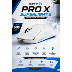 Logitech G PRO X SUPERLIGHT 2 - Limited Edition - rato - gaming - óptico - 5 botões - sem fios - 2.4 GHz - recetor USB Logitech LIGHTSPEED - azul cyan