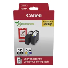 Canon PG-585XL/CL-586XL Photo Value Pack - Pack de 2 - Alto Rendimento - preto, cor (ciano, magenta, amarelo) - caixa pendurada - kit de tinteiro / pa