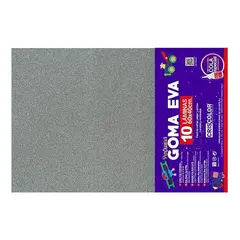 Placa de Goma EVA 40x60cm Prata Glitter 1un
