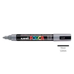 Marcador Uniball Posca PC-5M 1,8mm Cinza (37) 1un