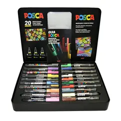 Mala Metálica Marcadores Sortidos Uniball Posca 20un