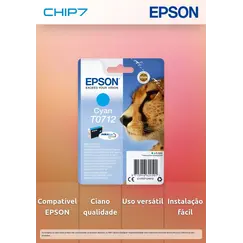 Tinteiro EPSON T0712 Ciano - B40/110, BX3xx/600, D120, DX74xx/84xx/9400, SX2xx/4xx5/5xx/6xx