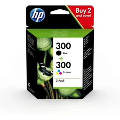 HP 300 original Ink cartridge black and tri-colour standard capacity 2 x 4ml bk: 200p cl: 165p 2-pack Blister multi tag