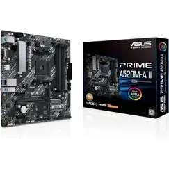 ASUS PRIME A520M-A II/CSM AMD A520 Socket AM4 mATX motherboard features M.2 DP HDMI D-Sub SATA 6 Gbps USB 3.2 Gen 1 ports