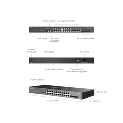 TP-LINK Omada 24-Port Gigabit Stackable Lite L3 Managed PoE++ Switch with 4 10G Slots