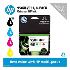 HP 951CMY/950XLBlk Ink Cartridge Combo 4-Pack