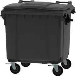 Contentor 1100L Polietileno DIN 4 Rodas c/Tampa Cinza
