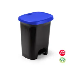 Contentor 27L Plástico Preto Tampa Azul com Pedal