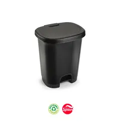 Contentor 27L Plástico Preto Tampa Preta com Pedal