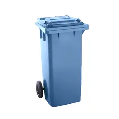 Contentor 120L Plástico 2 Rodas Azul Tampa Azul