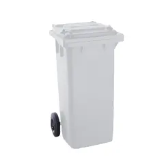 Contentor 120L Plástico 2 Rodas Branco Tampa Branca
