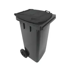 Contentor 120L Plástico 2 Rodas Cinza Escuro Tampa Cinza