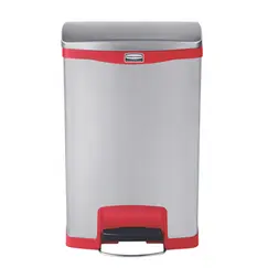 Contentor 50L Inox Cinza/Vermelho com Pedal