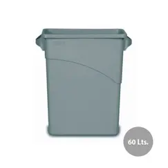 Contentor 60L Plástico Slim Jim c/Canais Vent s/Tampa Cinza