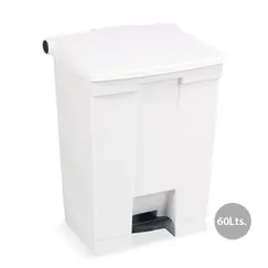 Contentor 60L Plástico Branco com Pedal