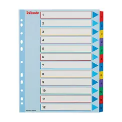 Separadores A4 Extra Largo Cartolina Regravável (1 a 12)