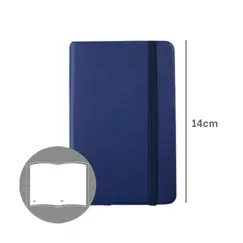 Bloco Notas Liso 14x9cm Semi Pele Azul 116Fls