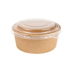 Saladeiras 750ml Cartão Redondo Cor Kraft com Tampa PET 25un